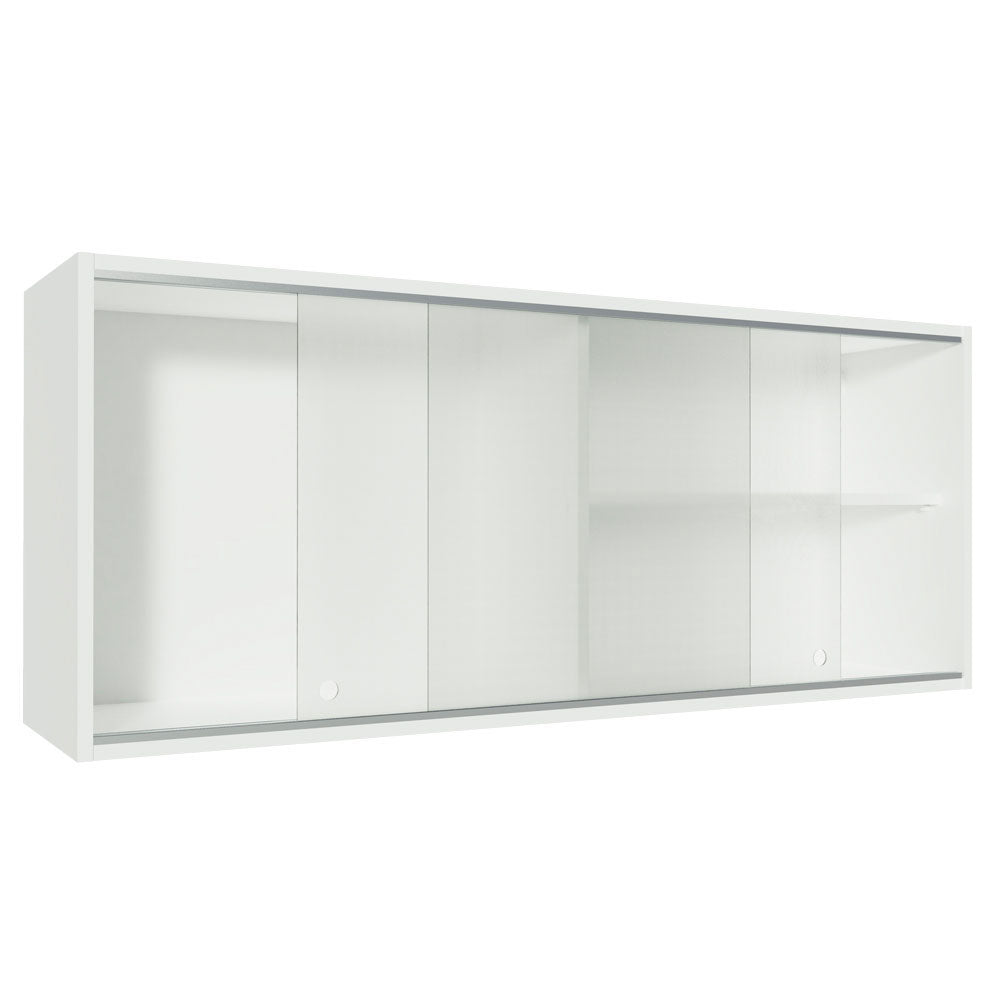 Armário Aéreo Madesa Acordes 100% MDF 2 Portas de Correr de Vidro Branco