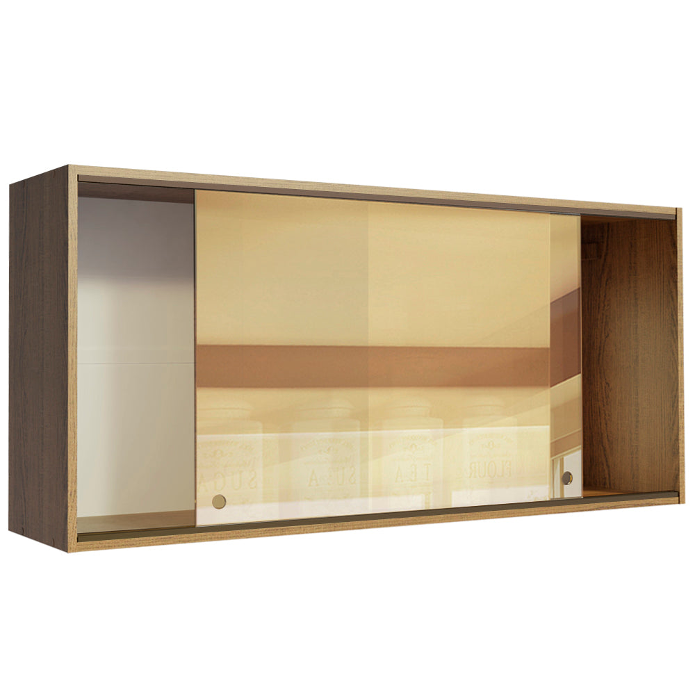 Armário Aéreo Madesa Emilly 2 Portas de Correr de Vidro Reflex Rustic