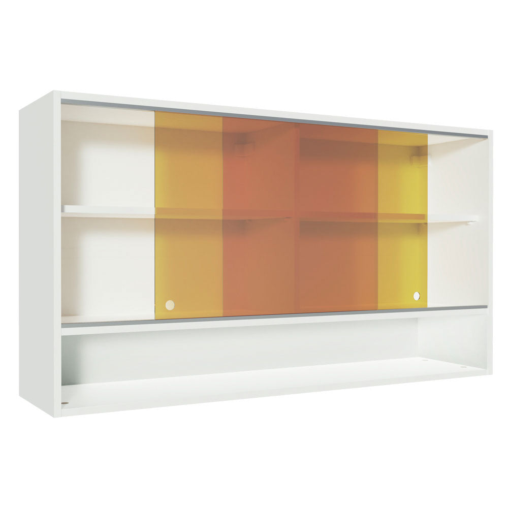 Armário Aéreo 2 Portas de Correr de Vidro Reflex e 1 Nicho para Cozinhas Glamy, Lux, Agata e Reims Madesa Branco