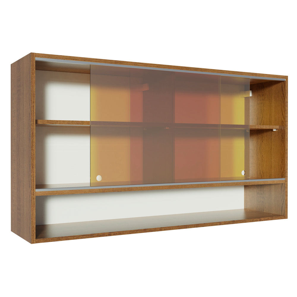 Armário Aéreo 2 Portas de Correr de Vidro Reflex e 1 Nicho para Cozinhas Glamy, Lux, Agata e Reims Rustic Madesa