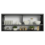 Armário Aéreo 2 Portas de Correr de Vidro Pontilhado e 1 Nicho Preto Madesa