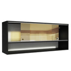 Armário Aéreo Madesa Reims 120cm 2 Portas de Correr de Vidro Reflex 1 Nicho Preto
