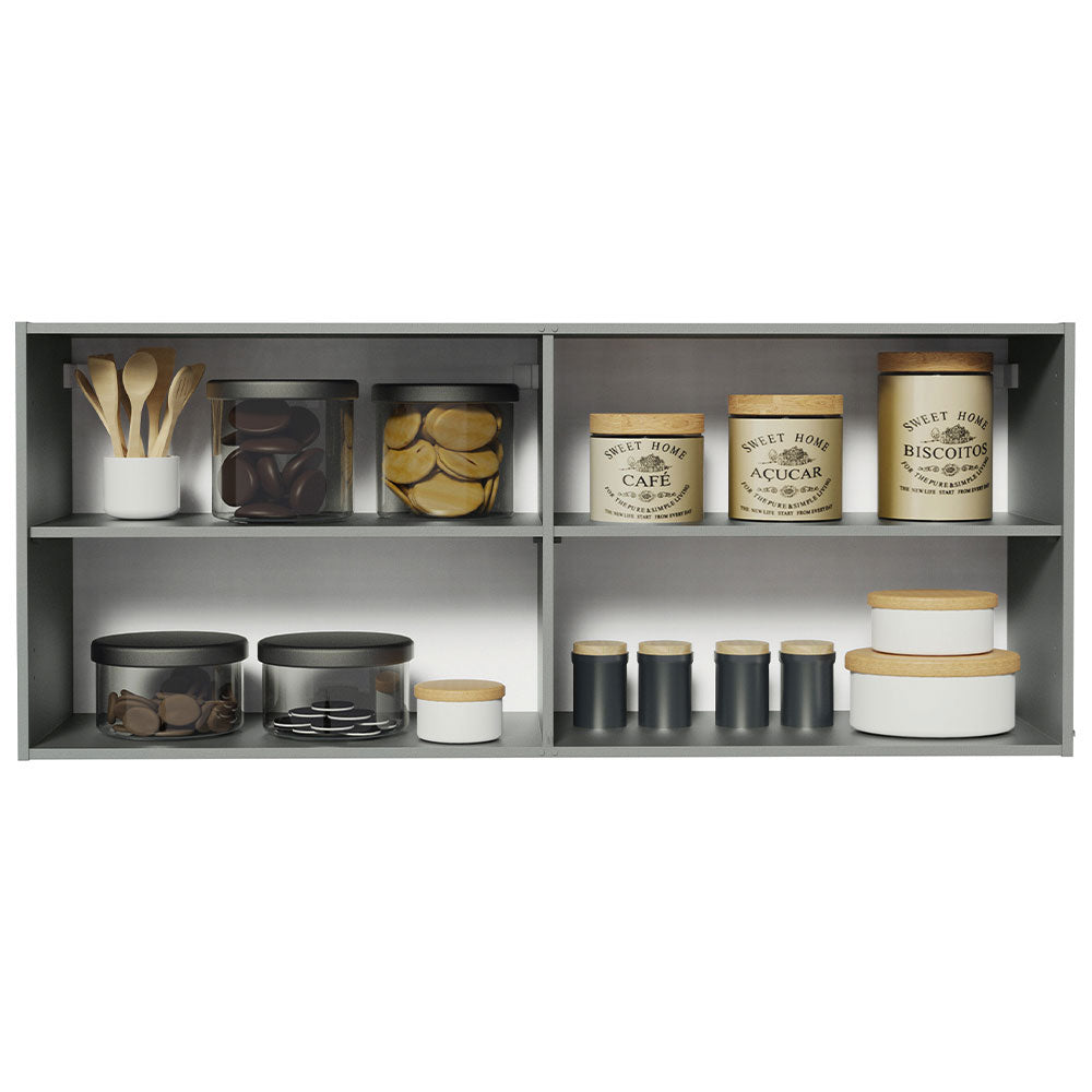 Armário Aéreo 120 x 50 cm 2 Portas Cinza Nice Madesa