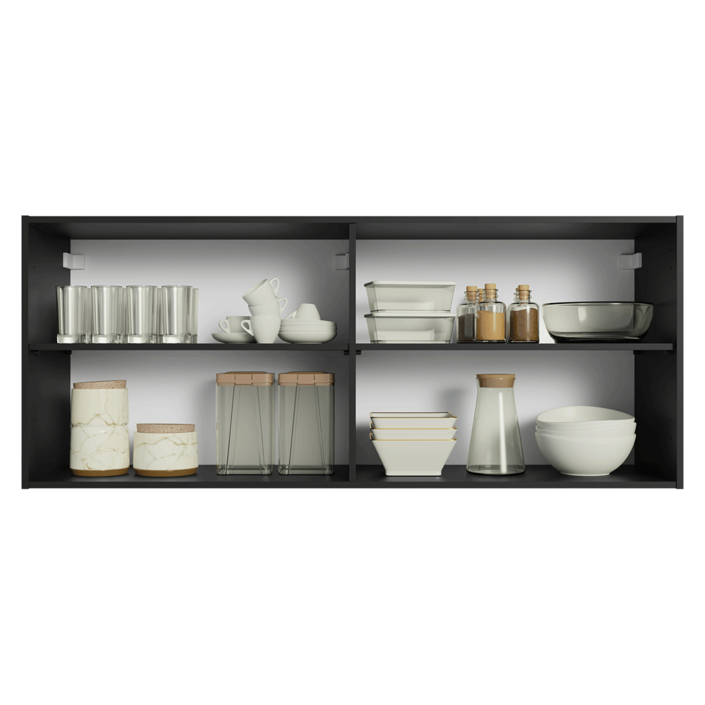 Armário Aéreo 120 cm 2 Portas Preto Nice Madesa