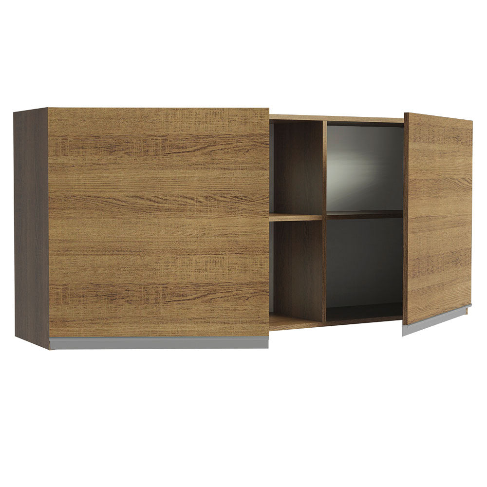 Armário Aéreo Madesa Glamy 150 cm 2 Portas e 2 Nichos Rustic