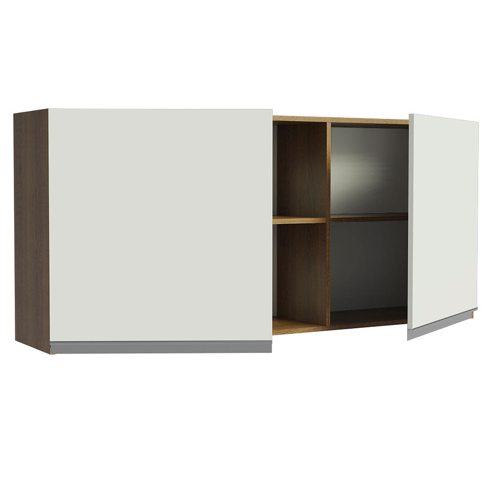 Armário Aéreo Madesa Glamy 150 cm 2 Portas e 2 Nichos Rustic/Branco