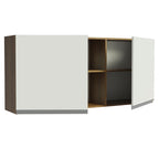 Armário Aéreo Madesa Glamy 150 cm 2 Portas e 2 Nichos Rustic/Branco