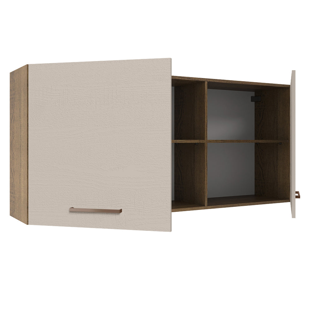 Armário Aéreo 150 cm 2 Portas e 2 Nichos Rustic/Crema Agata Madesa