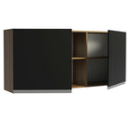 Armário Aéreo Madesa Glamy 150 cm 2 Portas e 2 Nichos Rustic/Preto