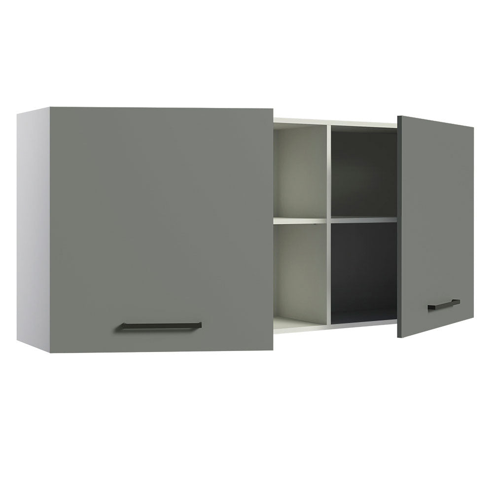 Armário Aéreo Madesa Agata 150 cm 2 Portas e 2 Nichos Branco/Cinza
