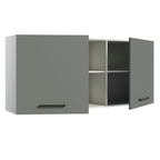 Armário Aéreo Madesa Agata 150 cm 2 Portas e 2 Nichos Branco/Cinza