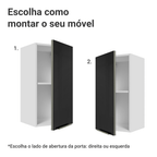Armário Aéreo Madesa Lux 35 cm 1 Porta Branco/Preto