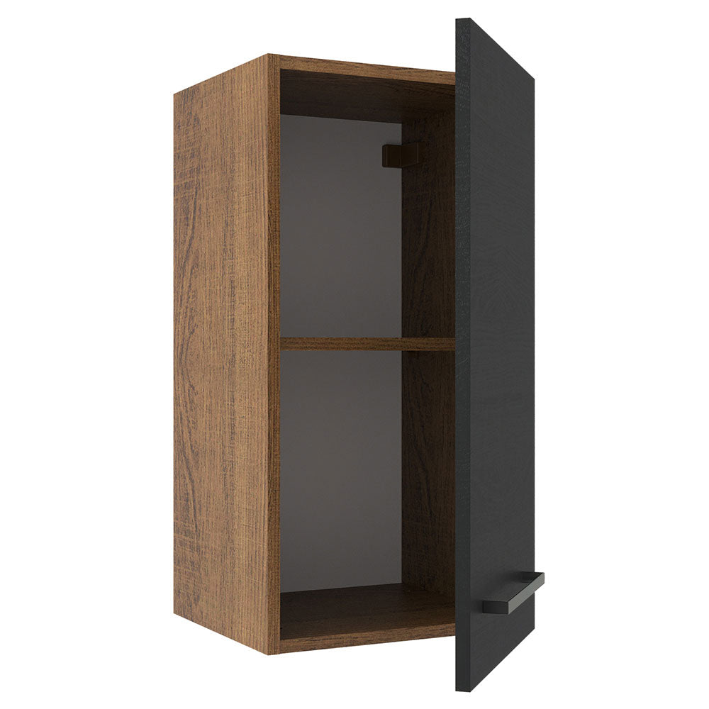 Armário Aéreo Madesa Agata 35 cm 1 Porta Rustic/Preto