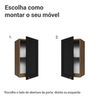 Armário Aéreo 35 cm 1 Porta Rustic/Preto Vik Madesa
