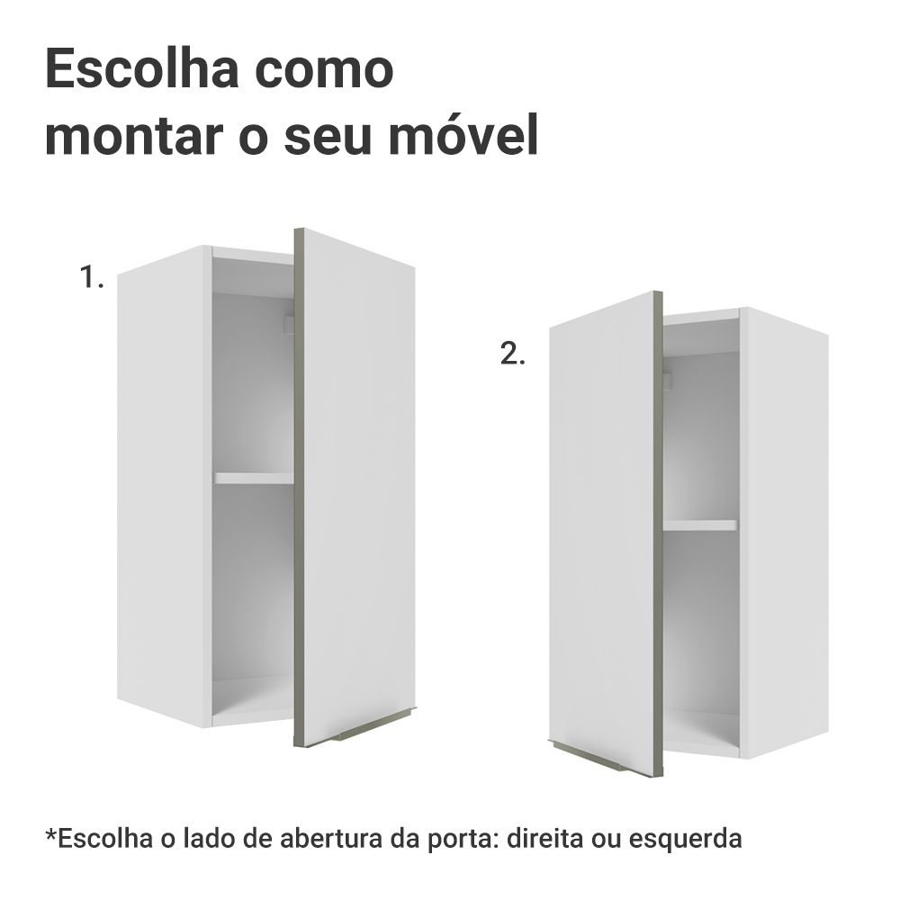 Armário Aéreo Madesa Lux 35 cm 1 Porta Branco/Branco Veludo