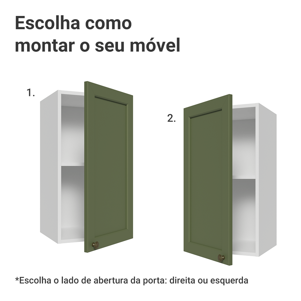 Armário Aéreo 35 cm 1 Porta Branco/Verde Vik Madesa