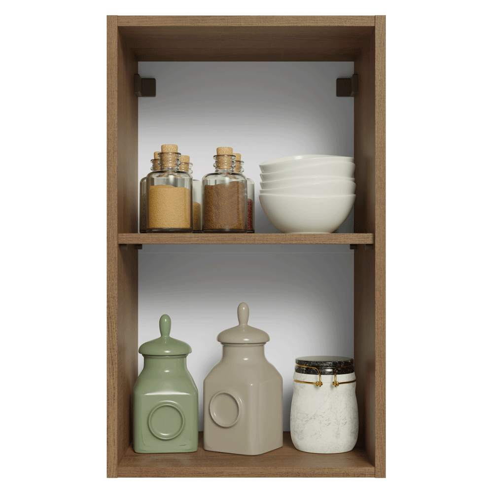 Armário Aéreo de Cozinha 1 Porta 40 cm Rustic/Preto Vidro Reflecta Bronze Vinil Madesa