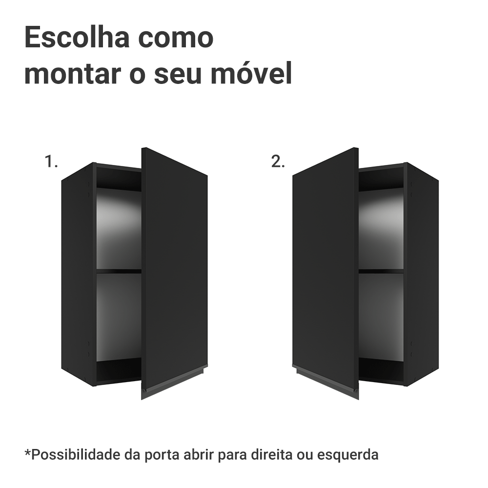 Armário Aéreo 40 cm 1 Porta Preto Nice Madesa