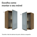 Armário Aéreo Madesa Lux 40 cm 1 Porta Rustic/Cinza