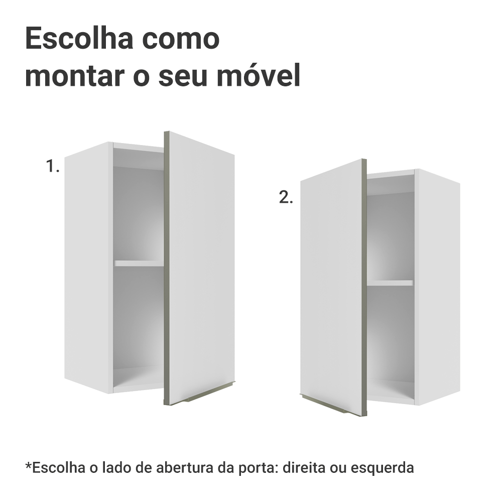 Armário Aéreo Madesa Lux 40 cm 1 Porta Branco/Branco Veludo