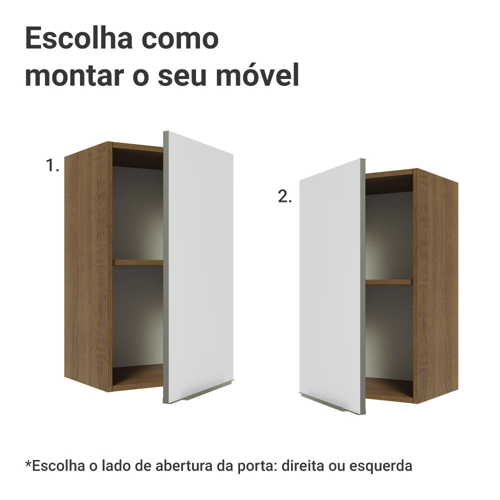 Armário Aéreo Madesa Lux 40 cm 1 Porta Rustic/Branco Veludo