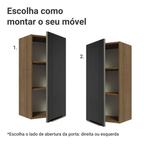 Armário Aéreo Madesa Lux 40 x 83 cm 1 Porta Rustic/Preto
