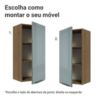Armário Aéreo Madesa Lux 40 x 83 cm 1 Porta Rustic/Cinza