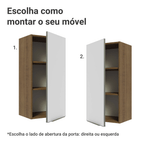 Armário Aéreo 40 x 83 cm 1 Porta Rustic/Branco Veludo Lux Madesa