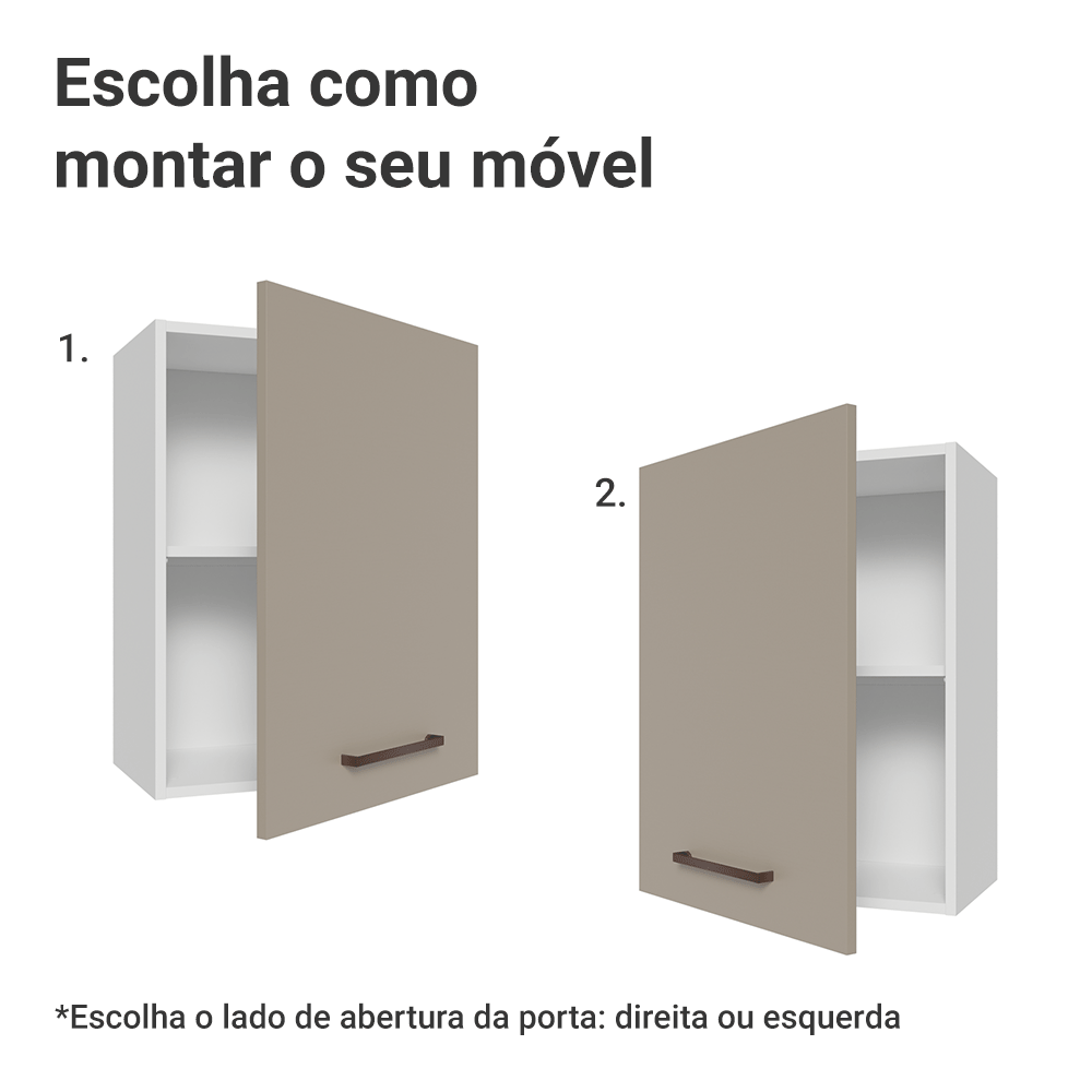 Armário Aéreo 50cm 1 Porta Branco/Crema Agata Madesa