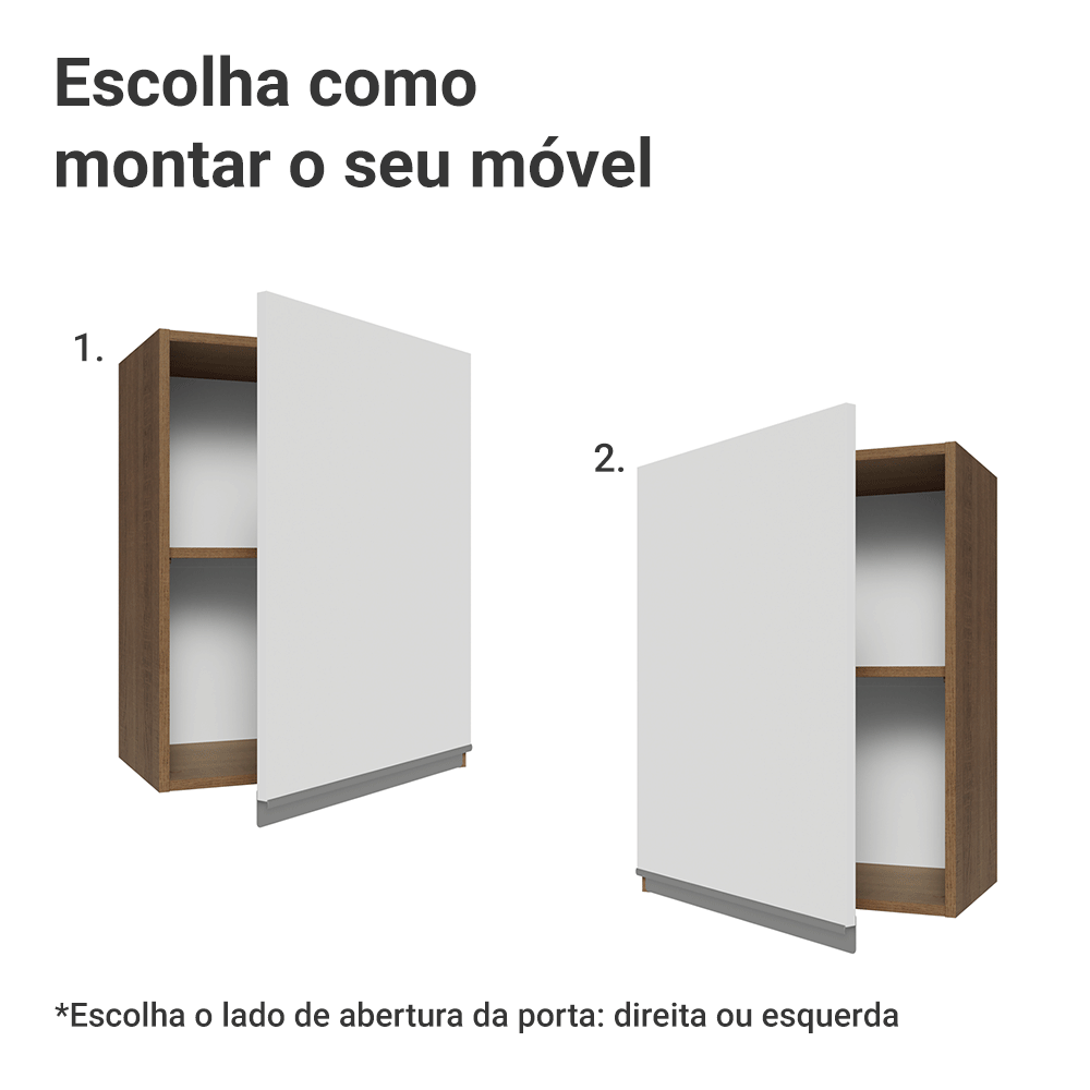 Armário Aéreo 50cm 1 Porta Rustic/Branco Glamy Madesa