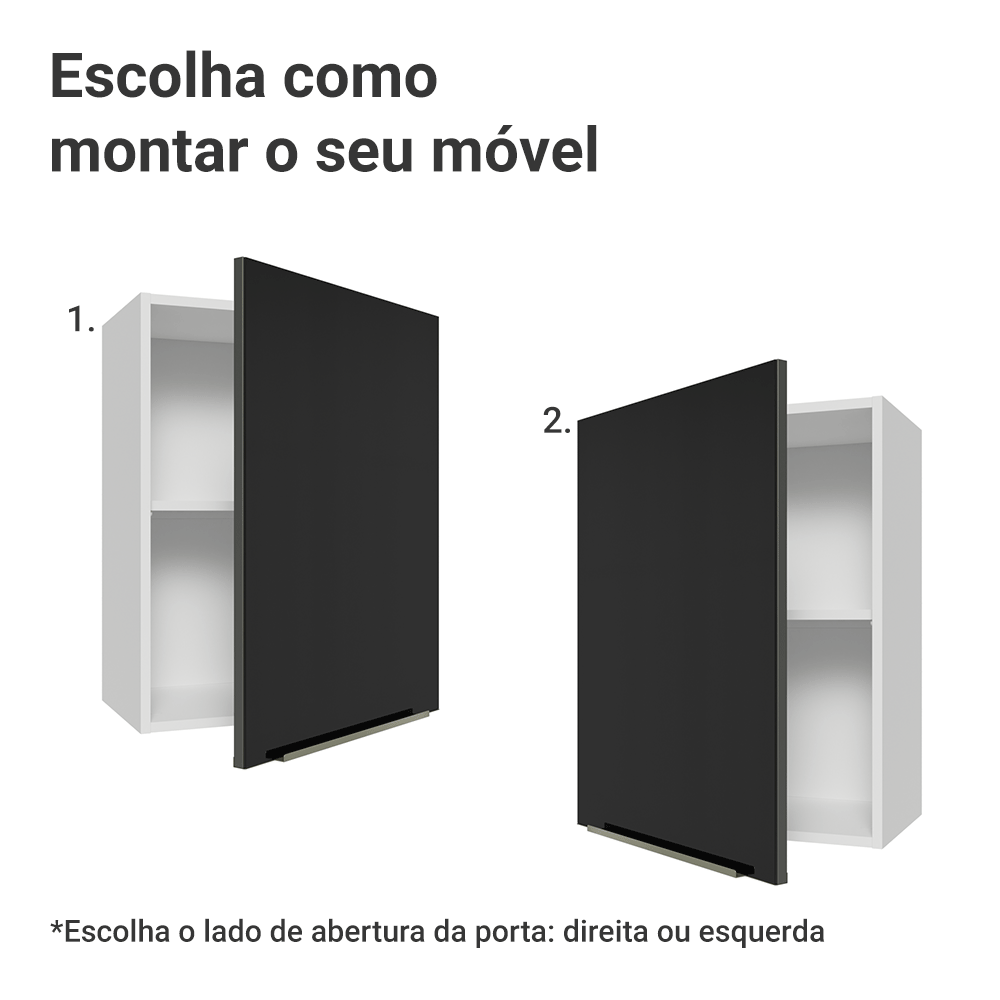 Armário Aéreo 50cm 1 Porta Branco/Preto Lux Madesa