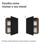 Armário Aéreo 50cm 1 Porta Rustic/Preto Vik Madesa