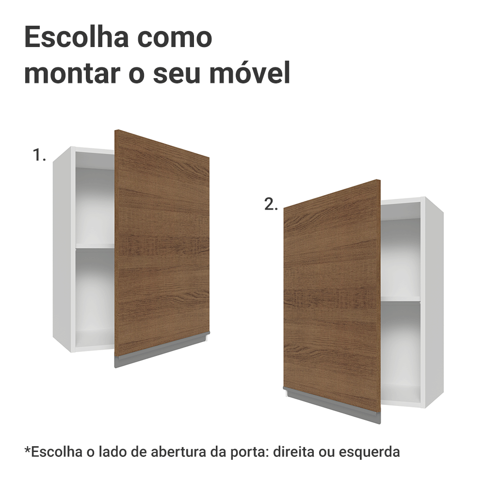 Armário Aéreo 50cm 1 Porta Branco/Rustic Glamy Madesa