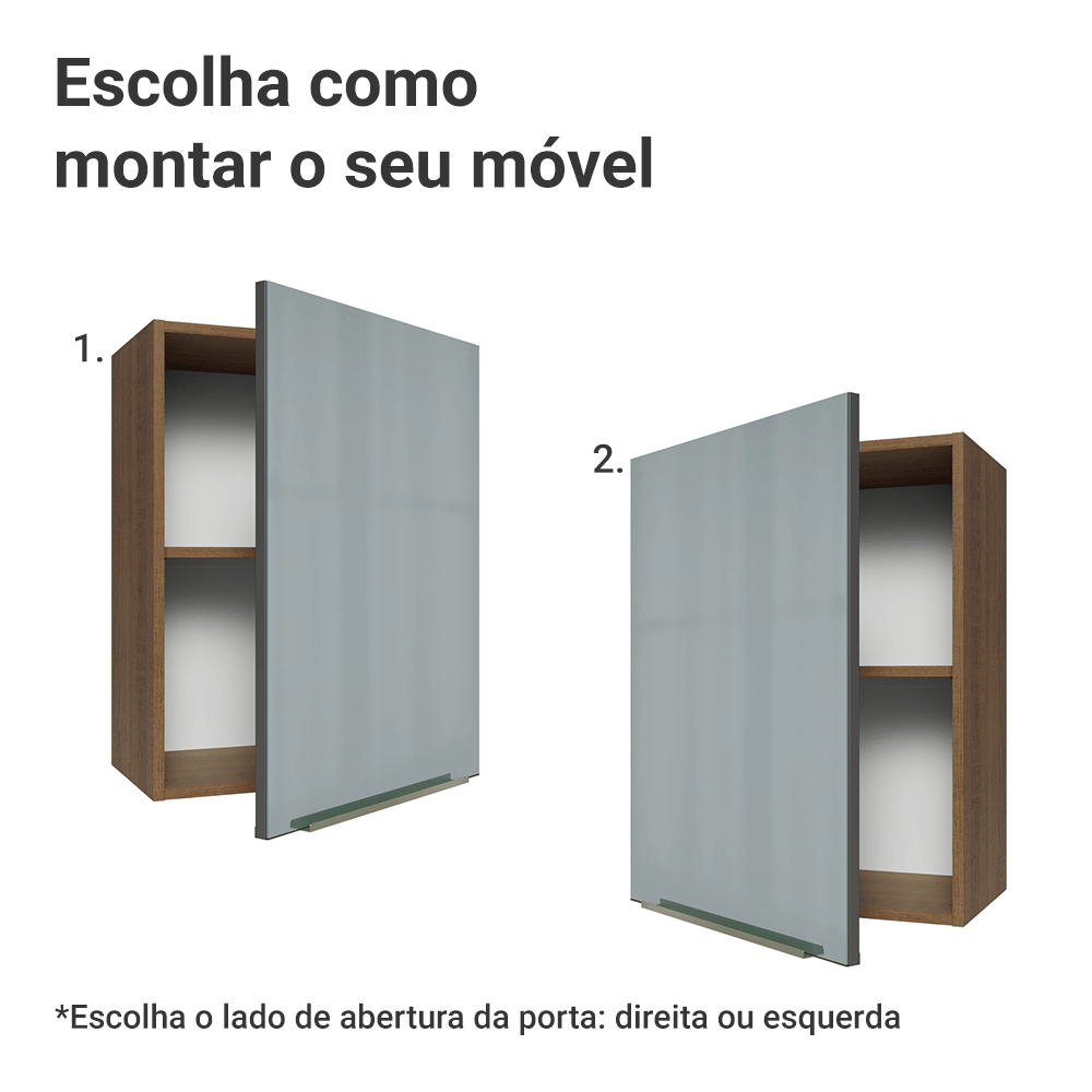 Armário Aéreo 50cm 1 Porta Rustic/Cinza Lux Madesa