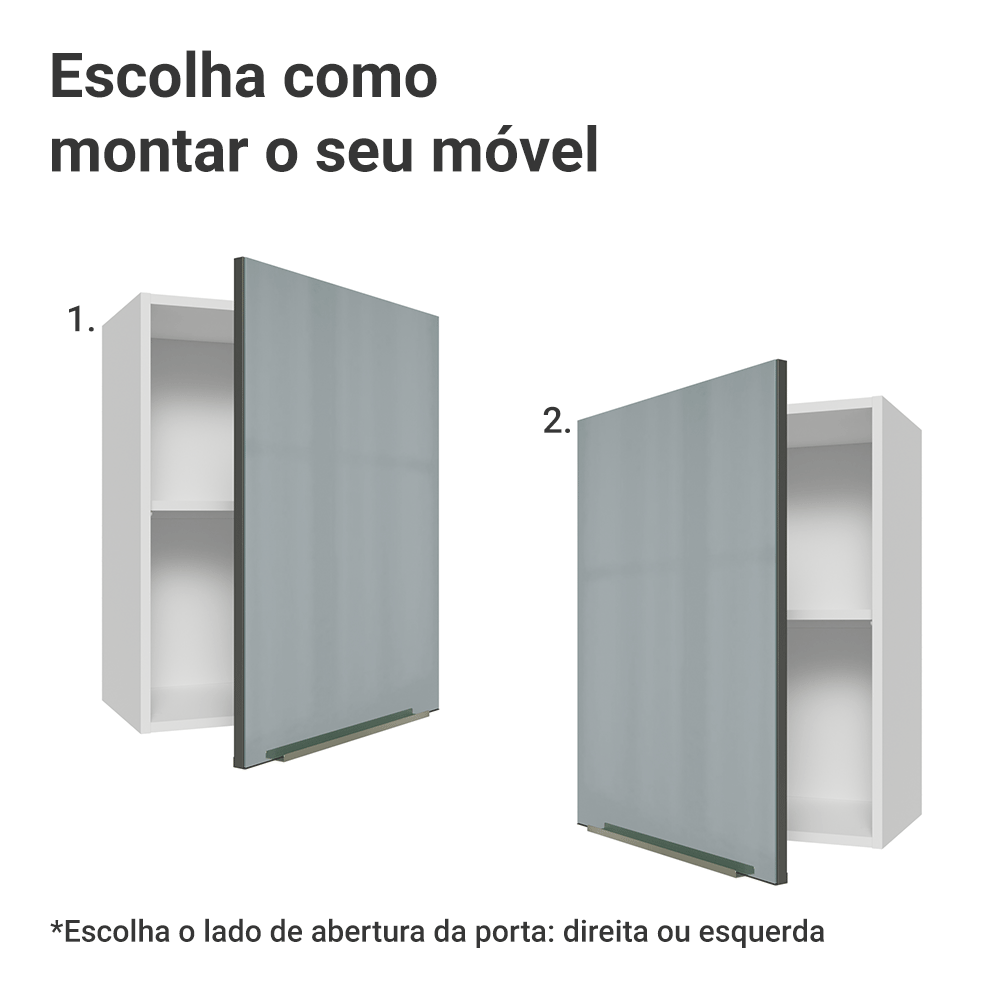 Armário Aéreo 50cm 1 Porta Branco/Cinza Lux Madesa