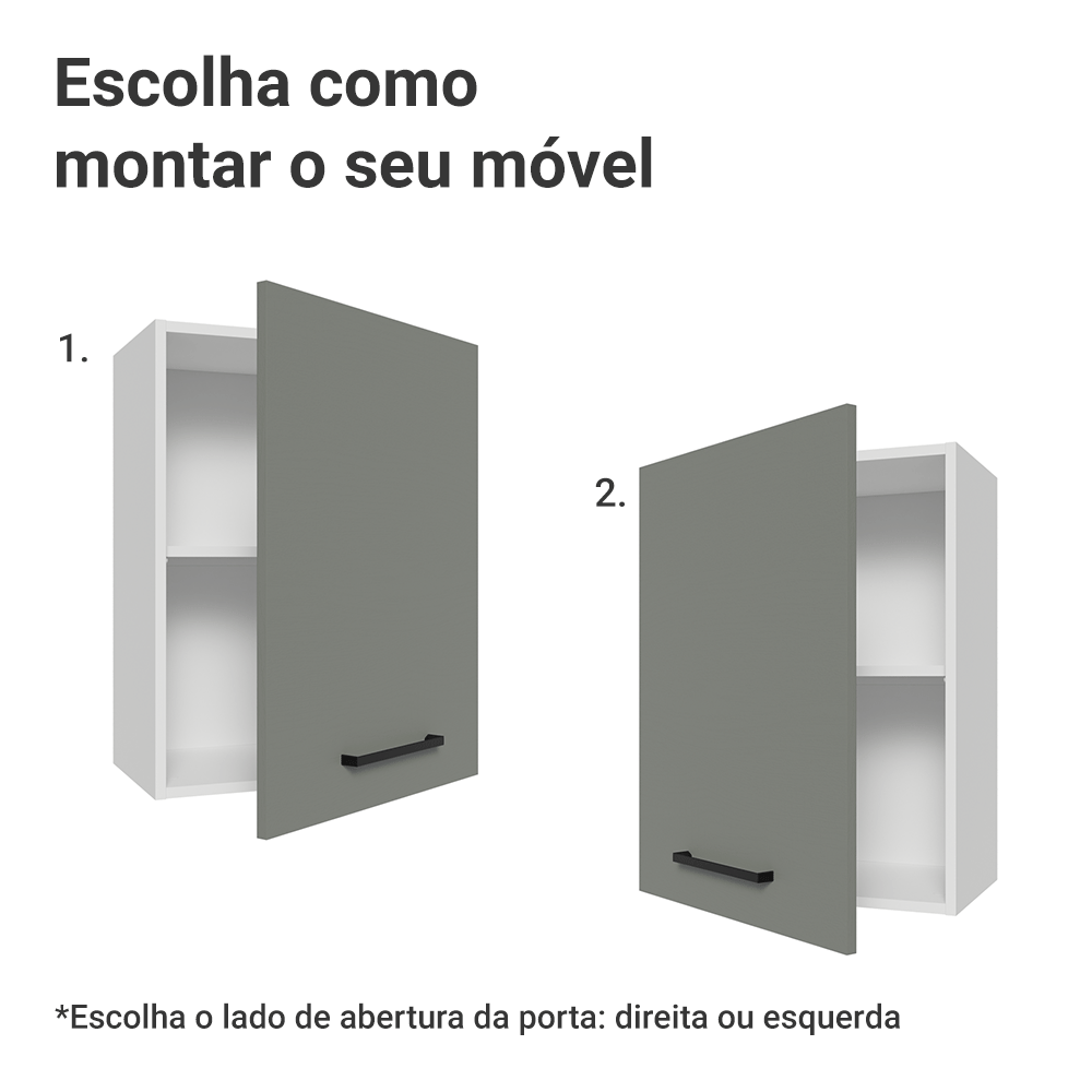 Armário Aéreo 50cm 1 Porta Branco/Cinza Agata Madesa