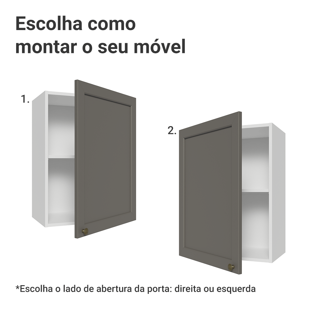 Armário Aéreo 50cm 1 Porta Branco/Cinza Vik Madesa