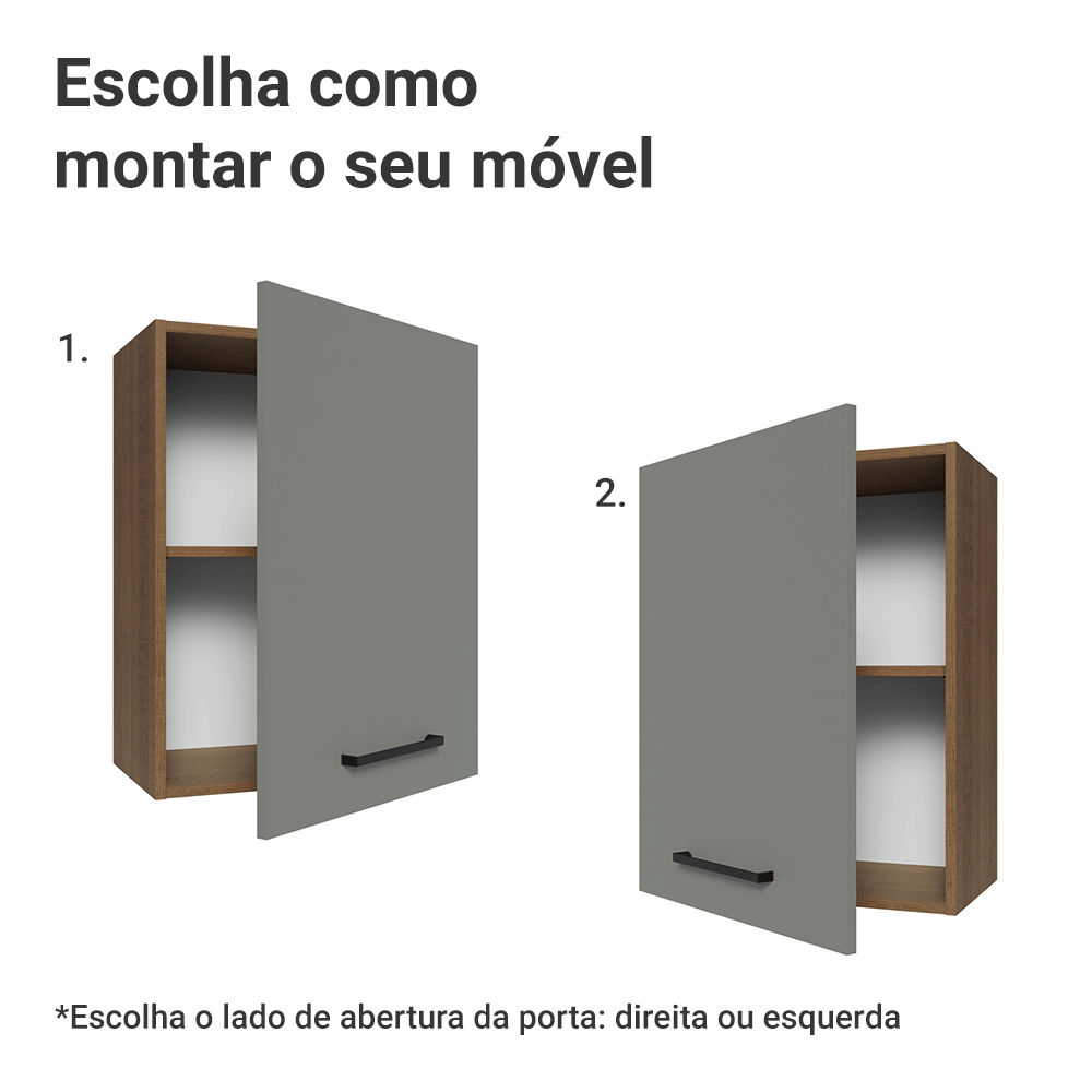 Armário Aéreo 50cm 1 Porta Rustic/Cinza Agata Madesa