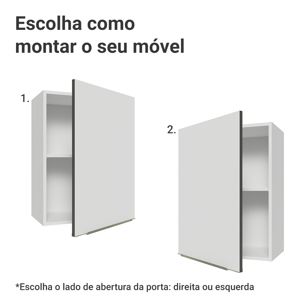 Armário Aéreo 50cm 1 Porta Branco/Branco Veludo Lux Madesa