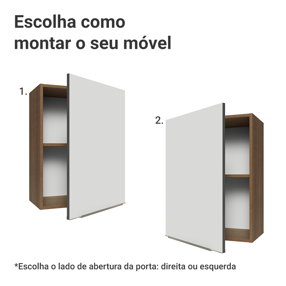 Armário Aéreo 50cm 1 Porta Rustic/Branco Veludo Lux Madesa