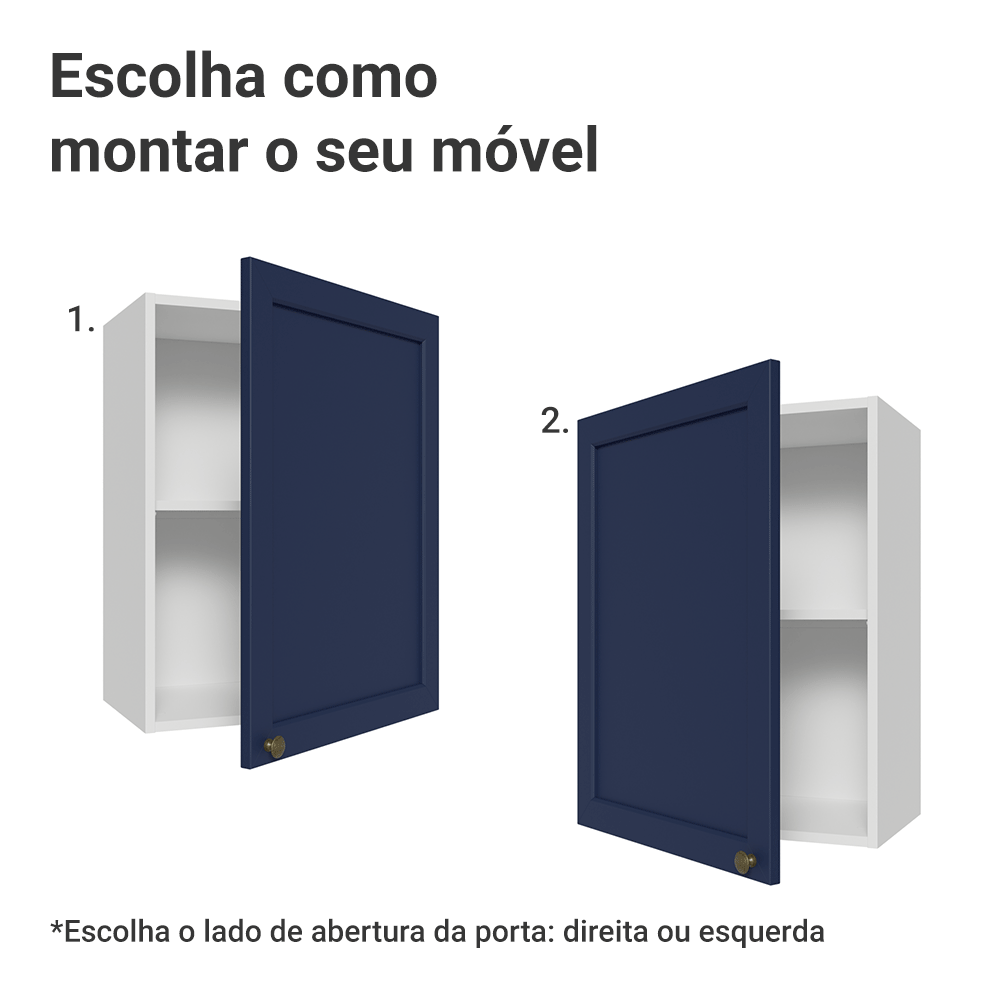 Armário Aéreo 50cm 1 Porta Branco/Azul Vik Madesa