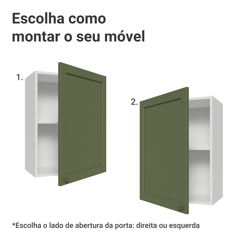 Armário Aéreo 50cm 1 Porta Branco/Verde Vik Madesa