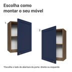 Armário Aéreo 50cm 1 Porta Rustic/Azul Vik Madesa