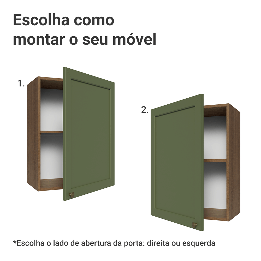 Armário Aéreo 50cm 1 Porta Rustic/Verde Vik Madesa