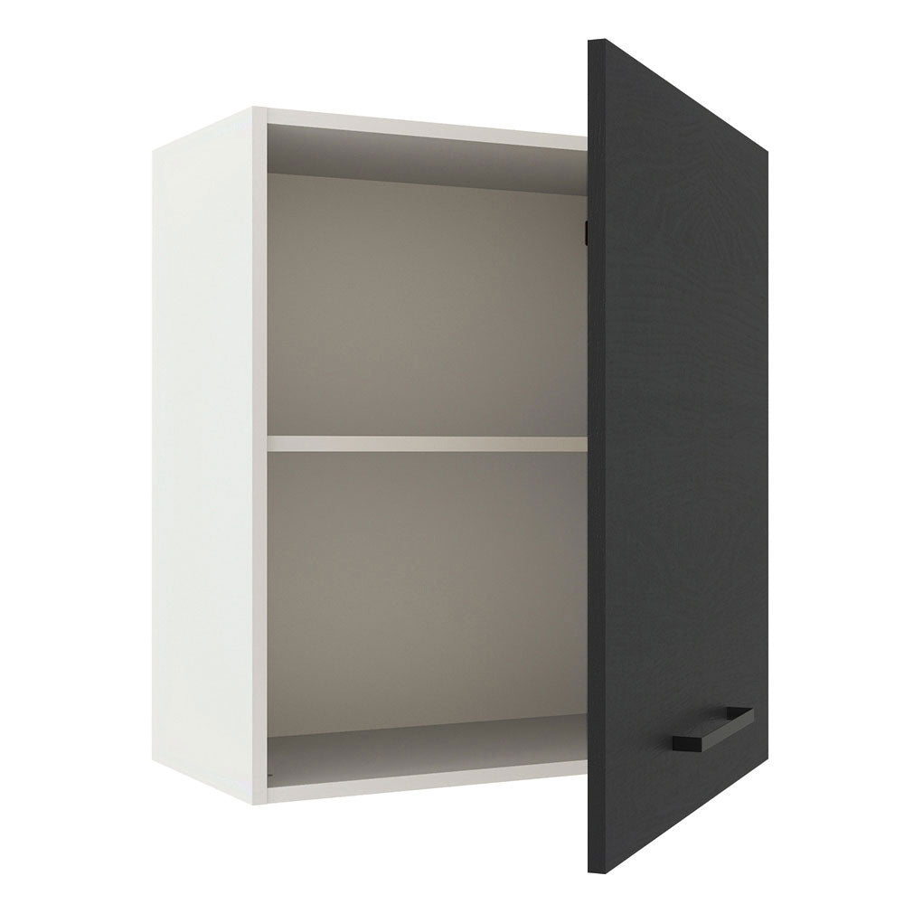 Armário Aéreo Madesa Agata 60 cm 1 Porta Branco/Preto