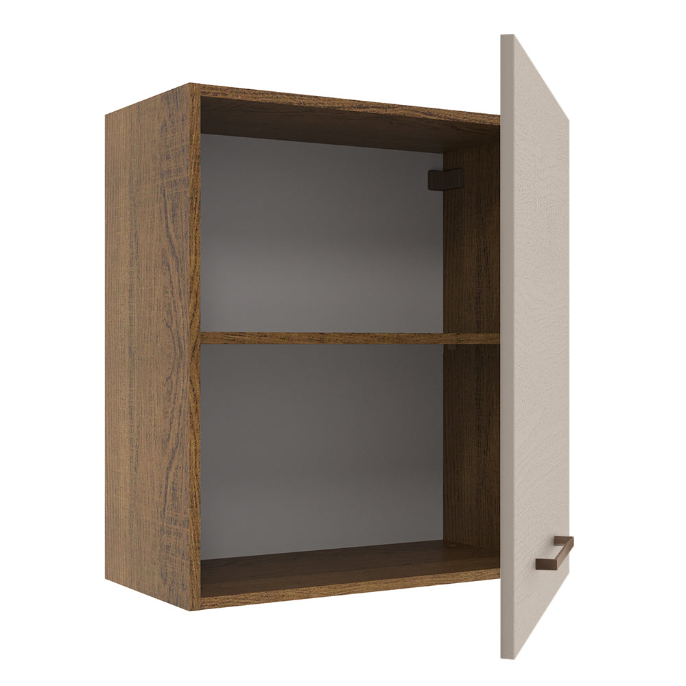 Armário Aéreo 60 cm 1 Porta Rustic/Crema Agata Madesa