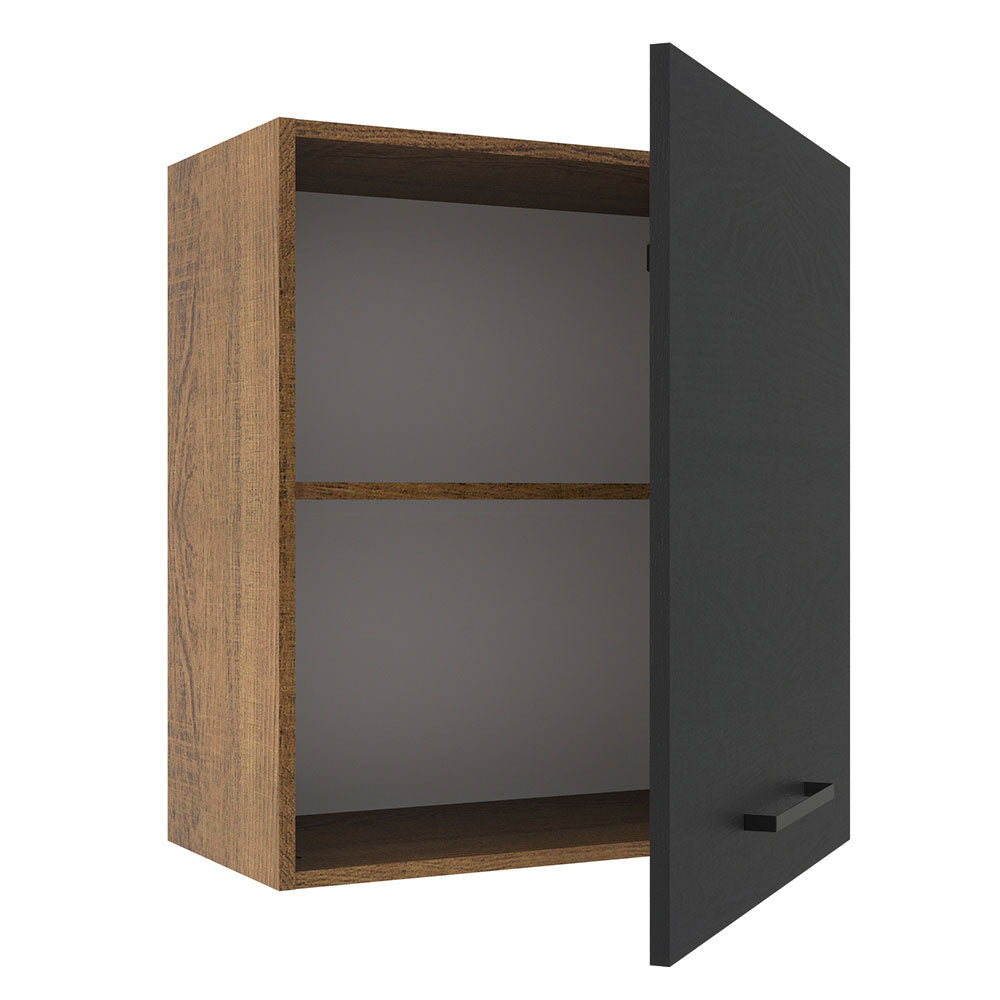 Armário Aéreo Madesa Agata 60 cm 1 Porta Rustic/Preto