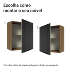 Armário Aéreo Madesa Lux 60 cm 1 Porta Rustic/Preto