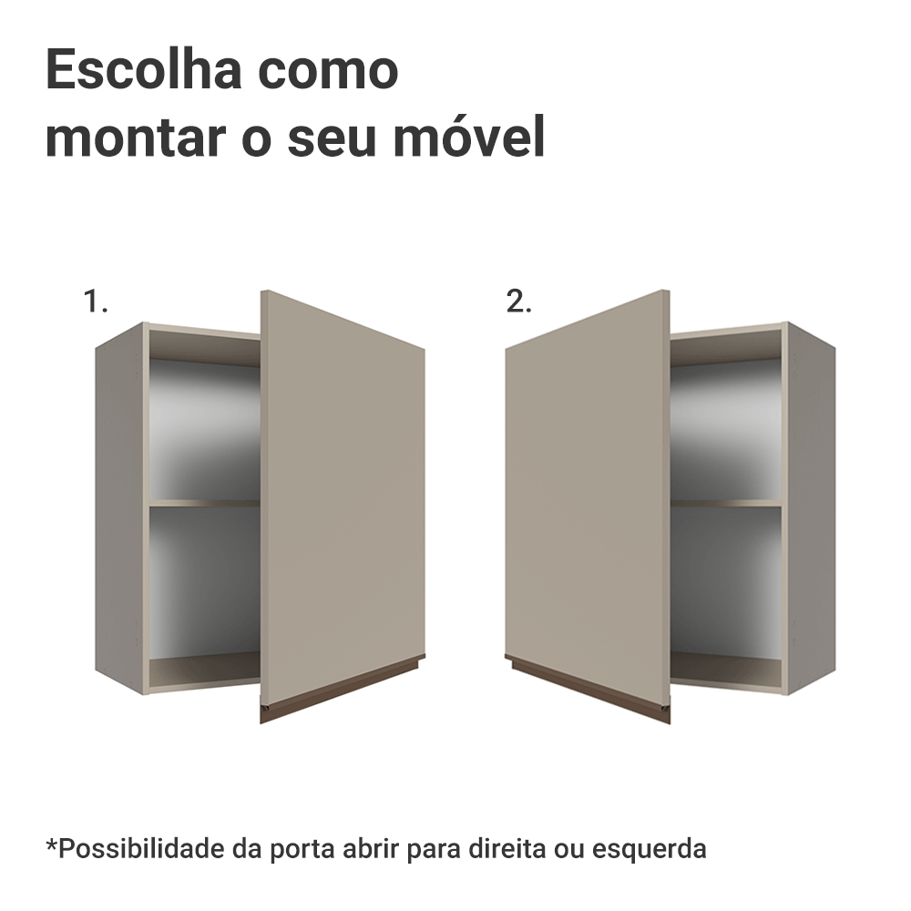 Armário Aéreo 60 cm 1 Porta Crema Nice Madesa