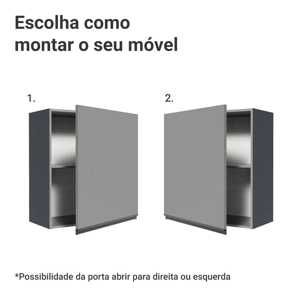 Armário Aéreo 60 cm 1 Porta Cinza Nice Madesa